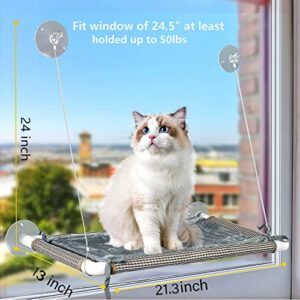 Cat Window Perch, Large Cat Hammock Bed w/Free Blanket Strong Suction Cups, Window Cat Bed Safety Sturdy for Indoor Two Large Cats or Kittens Resting Seat