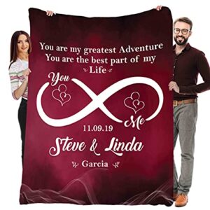 every love story is beautiful, customized couple blankets, infinity designs, birthday, valentine's day, anniversary, weeding gift, super soft and warm blanket (design 2, 50"x60")