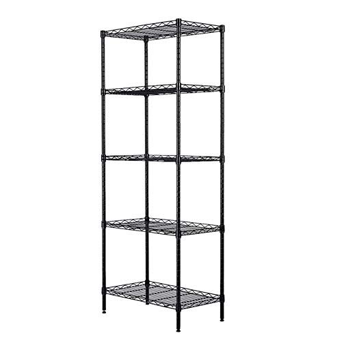 dcmtoamz 5-Tier Standing Shelf Unit,Suitable for Living-Room,Kitchen,Bedroom,Multi-Function Heavy Duty Storage Shelving Rack(Load Capacity 550lbs),Steel Organizer Wire Storage,Black(21L x 12W x 59H)