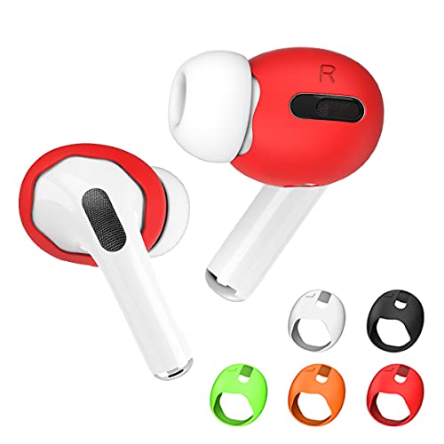 TOLUOHU 2021 New Upgraded 5 Pairs Airpods Pro Ear Tips Cover, Soft Silicone Ear Tips Accessories[Fit in The Charging Case] for Apple AirPods Pro 2019, Anti Slip/Dust/Dirt(Black/Red/White/Orange/Green)