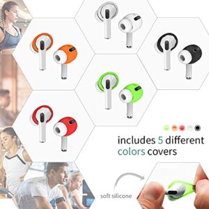 TOLUOHU 2021 New Upgraded 5 Pairs Airpods Pro Ear Tips Cover, Soft Silicone Ear Tips Accessories[Fit in The Charging Case] for Apple AirPods Pro 2019, Anti Slip/Dust/Dirt(Black/Red/White/Orange/Green)