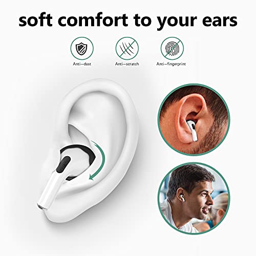TOLUOHU 2021 New Upgraded 5 Pairs Airpods Pro Ear Tips Cover, Soft Silicone Ear Tips Accessories[Fit in The Charging Case] for Apple AirPods Pro 2019, Anti Slip/Dust/Dirt(Black/Red/White/Orange/Green)