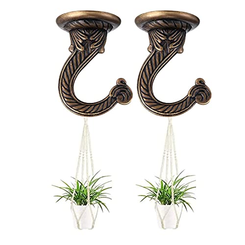 GDQLCNXB 2 Sets 55mm/2.17" Ceiling Metal Ceiling Hooks, Heavy Duty Swag Ceiling Hooks with Hardware for Hanging Plants/Chandeliers/Wind Chimes/Ornament (Bronze Color)