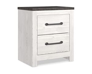 signature design by ashley gerridan coastal two drawer nightstand, white/gray