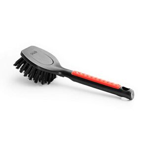 sgcb tire brush - premium auto detailing car wash brush for cleaning tire, ergonomic grip with long handle, durable use with pbt bristle tire brush for car truck suv & motorcycle tire cleaning