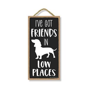 honey dew gifts, i’ve got friends in low places, 5 inches by 10 inches, dachshund lover gift ideas, dachshund signs home office decor, wiener dog signs, dotson gifts, dachshund accessories