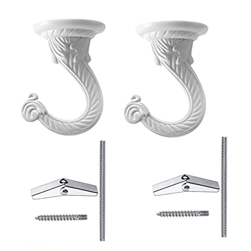 GDQLCNXB 2 Sets 55mm/2.17" Ceiling Metal Ceiling Hooks, Heavy Duty Swag Ceiling Hooks with Hardware for Hanging Plants/Chandeliers/Wind Chimes/Ornament (White)