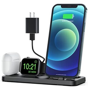 cereecoo portable charging station for apple products foldable charger stand for iwatch 7/6/se/5/4/3/2/1 charging stand for iphone airpods pro/3/2/1 charging dock holder (black)…