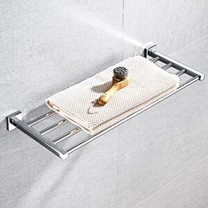 YDYFC Copper Bathroom Towel Rails Shelf, Wall Mounted 4-rods Storage Shelves, Kitchen Dish Cloths Hanger, 9 Sizes 30cm-80cm, Chrome (Size : 15.7inch(40cm))