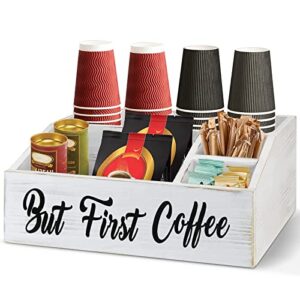 nc wooden coffee station organizer, coffee bar accessories organizer for counter, coffee bar bin box, coffee pods holder, farmhouse coffee bar decor