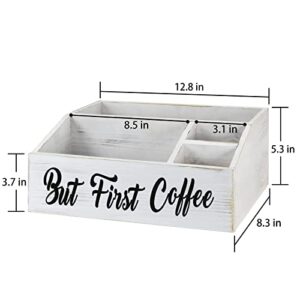 NC Wooden Coffee Station Organizer, Coffee Bar Accessories Organizer for Counter, Coffee Bar Bin Box, Coffee Pods Holder, Farmhouse Coffee Bar Decor