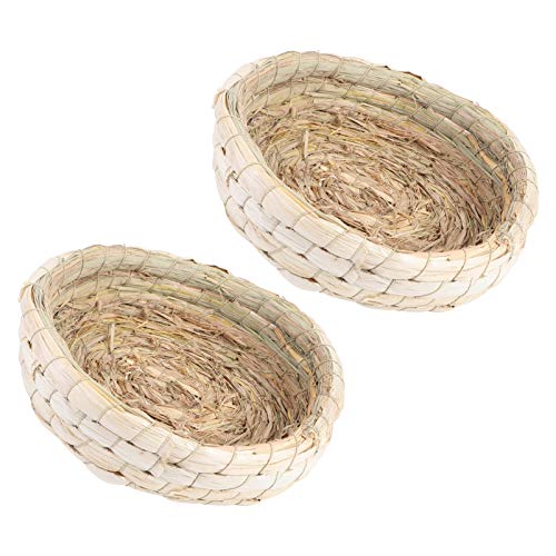 balacoo 2pcs Handwoven Pigeon Birds Nest Natural Straw Woven Incubation Bed Courtship Breeding House for Pigeon Budgie Parakeet Cockatiel