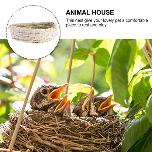 balacoo 2pcs Handwoven Pigeon Birds Nest Natural Straw Woven Incubation Bed Courtship Breeding House for Pigeon Budgie Parakeet Cockatiel