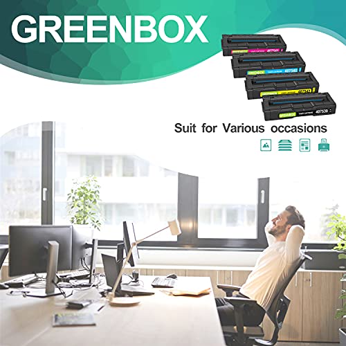 GREENBOX Remanufactured C250 High Capacity Toner Cartridge Replacement for Ricoh C250 407539 407540 407541 407542 for SP C250DN C250SF C261SFN Printer (1 Black, 1 Cyan, 1 Magenta, 1 Yellow, 4-Pack)