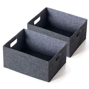 2 pack self-supporting collapsible felt storage basket in darkgrey for storaging and sorting of clothes, toys and office files