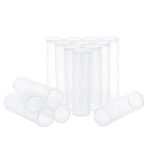 superfindings 15pcs white column transparent containers 1.2" plastic bead containers with hinged lids flip cover for earplugs pills herbs tiny bead earring jewerlry candy gifts party favor and more