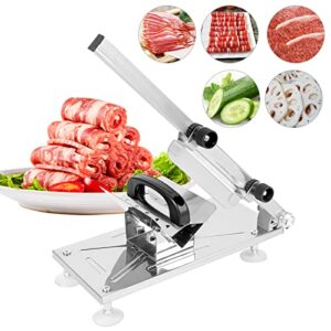 manual frozen meat slicer,woow depot stainless steel deli meat cutter beef mutton slicing machine adjustable vegetable cheese food cleaver for home hotpot korean bbq