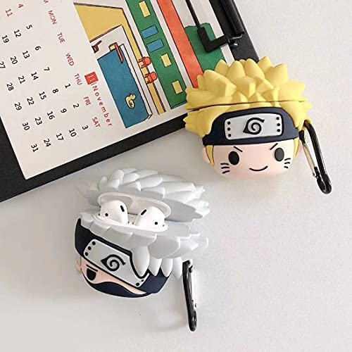 weekoohy Case for AirPod 1/2 Cartoon Design Cute Silicone Cover with Keychain Fashion Funny Shockproof Soft Protective Skin for AirPods1/2 Case.(Kakashi Gray)