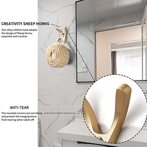 SORWDUERM Wall Mounted Gold Creativity Sheep Horns Coat Hook ,Heavy Duty, zinc Alloy,for Coat ,Hat, Scarf, Bag, Towel, Key, Cap, Cup,Robes Mudroom ,Bathroom ,1 Pack