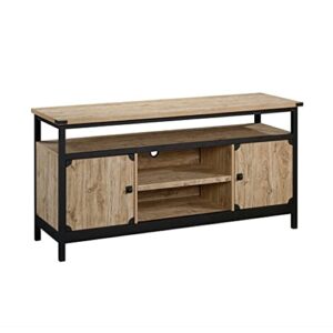 sauder steel river tv stand with doors, l: 60.24" x w: 19.09" x h: 29.72", milled mesquite finish