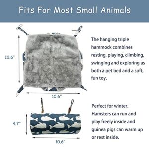 Tfwadmx 2PCS Pet Cage Hanging Hammock Hideout Tunnel Cave, Guinra Pig Warm Bunkbed, Chinchilla Bedding Accessories for Small Animals Hamster Sugar Glider Squirrel Hiding Playing Sleeping