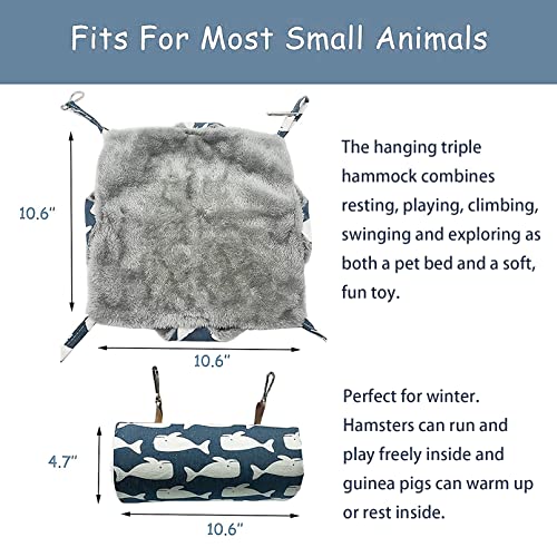 Tfwadmx 2PCS Pet Cage Hanging Hammock Hideout Tunnel Cave, Guinra Pig Warm Bunkbed, Chinchilla Bedding Accessories for Small Animals Hamster Sugar Glider Squirrel Hiding Playing Sleeping