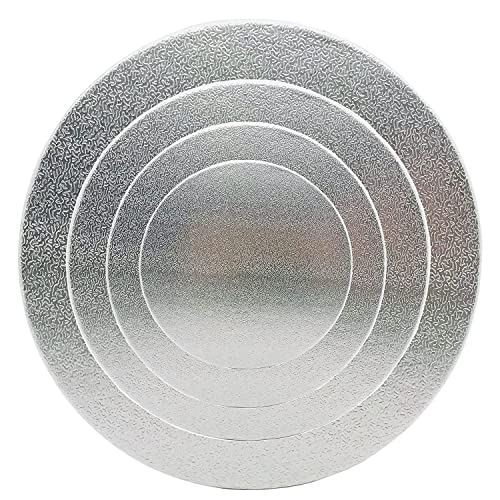 12 Pack Cake Boards, 6, 8, 10, 12 Inch Round Cake Circles, Cake Base Cardboards 3 of Each Size for Cake Decorating, Silver