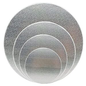 12 pack cake boards, 6, 8, 10, 12 inch round cake circles, cake base cardboards 3 of each size for cake decorating, silver