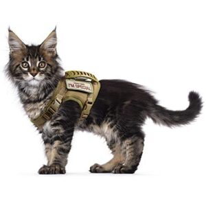 tactical cat harness for walking escape proof, soft mesh adjustable pet vest harness for large cat,small dog