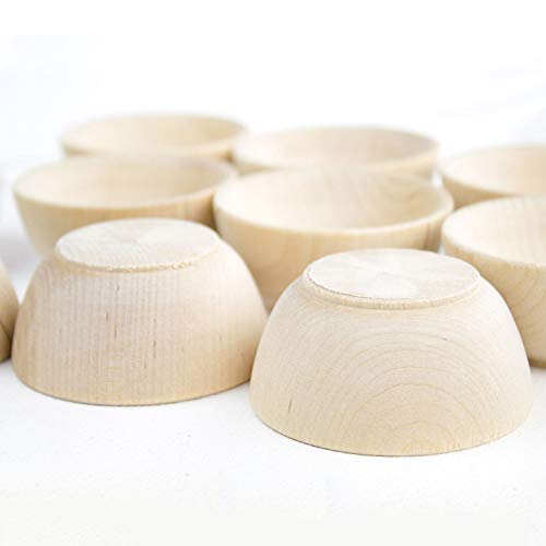 Chica and Jo Set of 10 Small Unfinished Wooden Bowls - Pinch Bowls, Condiment Cups, Salt Cellars (10)