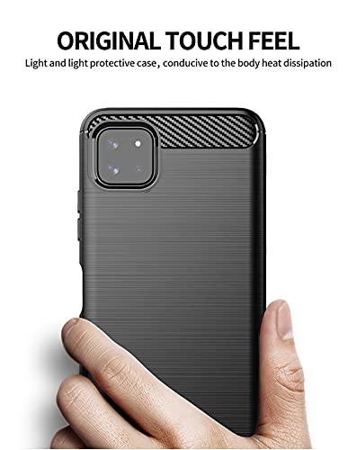 M MAIKEZI Samsung A22 5G case,Galaxy A22 5G case,with HD Screen Protector, Soft TPU Slim Fashion Non-Slip Protective Phone Case Cover for Samsung Galaxy A22 5G (Black Brushed TPU)