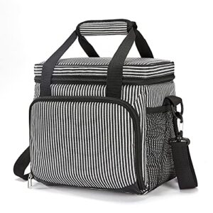 mov compra 15l insulated lunch bags for men, leakproof lunch box for adults, mens lunchbox for work,picnic,camping. (24-can(stripe))