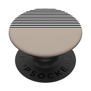 taupe minimal white black lines stripes popsockets popgrip: swappable grip for phones & tablets
