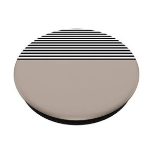 Taupe Minimal White Black Lines Stripes PopSockets PopGrip: Swappable Grip for Phones & Tablets