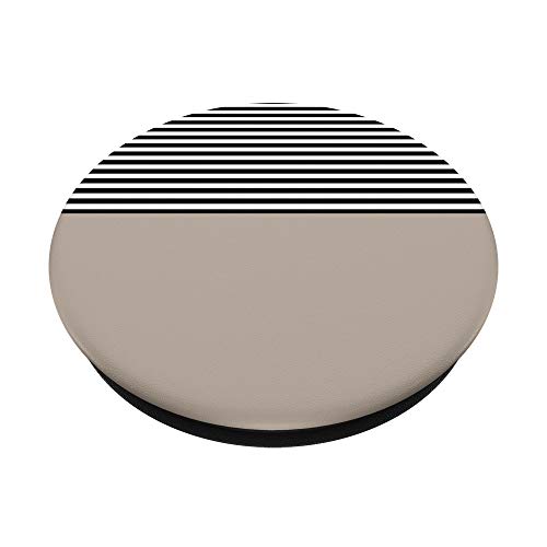 Taupe Minimal White Black Lines Stripes PopSockets PopGrip: Swappable Grip for Phones & Tablets