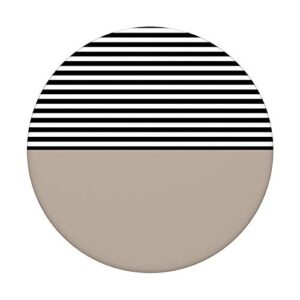 Taupe Minimal White Black Lines Stripes PopSockets PopGrip: Swappable Grip for Phones & Tablets