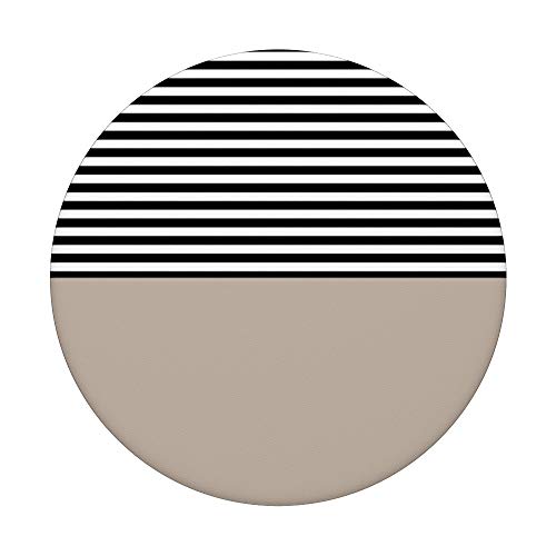 Taupe Minimal White Black Lines Stripes PopSockets PopGrip: Swappable Grip for Phones & Tablets