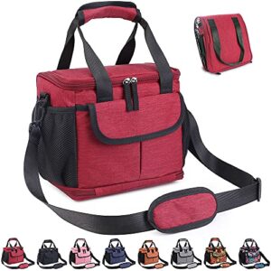 venling collapsible lunch bag,insulated lunch bag for women/men ，with adjustable straps, office work school picnic beach reusable lunch box (red)
