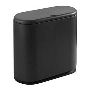 sfozstra large capacity 10l rectangular plastic trash can with lid, trash can with removable liner bucket,double trash can with carrying handle, trash can for bathroom, kitchen and office (black)