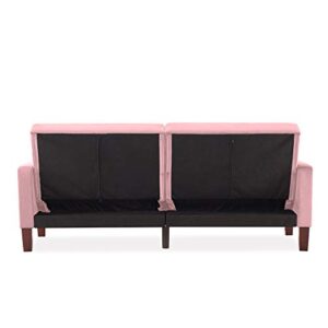 LTT Futon Sofa Bed, Futon Couch, Folding Sofa Bed Dual-Purpose Multi-Functional Sofa Bed Upholstery Fabric Living Room Sofa(Pink)