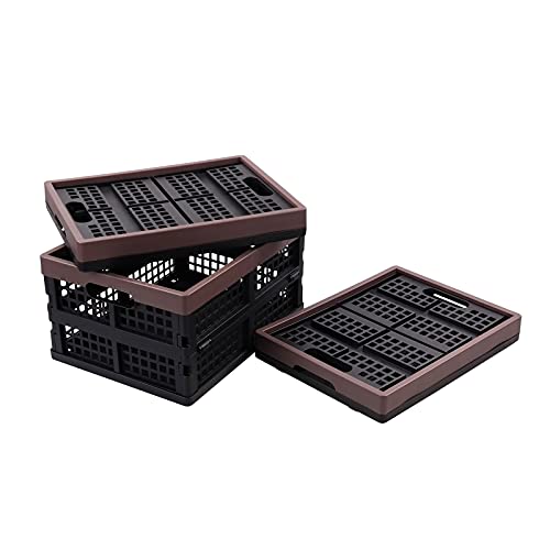 Yesdate 3-Pack Plastic Folding Baskets, Collapsible Storage Basket/Milk Crate, 15 L, f