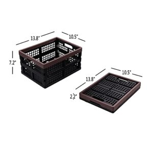 Yesdate 3-Pack Plastic Folding Baskets, Collapsible Storage Basket/Milk Crate, 15 L, f