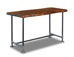 srlwerks industrial pipe desk live edge top vintage table (honey pine) — home office desks — rustic desk — wood desk — work from home desk