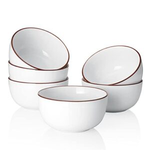 sweese 144.001 porcelain bowls - 10 ounce for ice cream dessert, small side dishes - set of 6, white