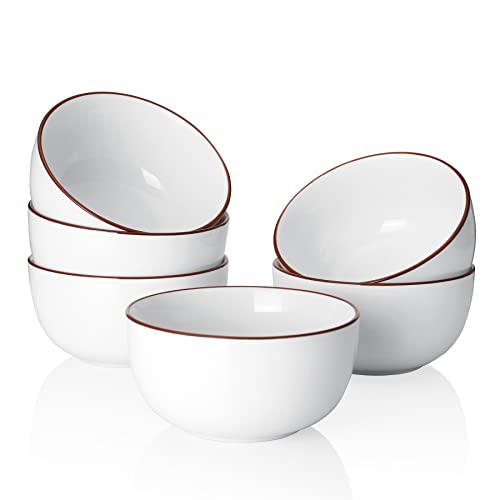 Sweese 144.001 Porcelain Bowls - 10 Ounce for Ice Cream Dessert, Small Side Dishes - Set of 6, White