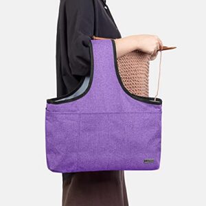 YARWO Yarn Storage Tote, Knitting Project Wrist Bag for Yarn Skeins, Knitting Needles, WIP Projects and Other Knitting Supplies, Purple (Bag Only)