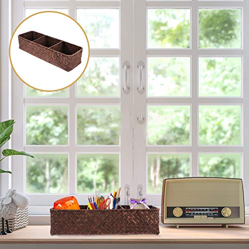 Cabilock Bathroom Storage Bins Natural Seagrass Storage Basket Bathroom Storage Basket for Toilet Tank Top Countertop Organizer Water Hyacinth Basket Coffee Storage Baskets for Shelves