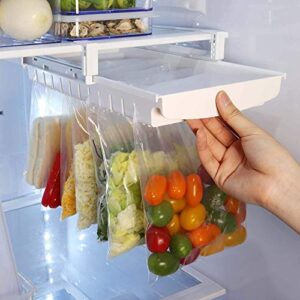 BBGT Hanging Storage Rack, Ziplock Bag Organizer, Telescopic Storage Clip Slide Rail Tray, Food Bag Zip-Bag Fresh Holder for Fridge Freezer Refrigerator