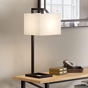 Grayson 26" Tall Table Lamp with Fabric Shade in Blackened Bronze/White