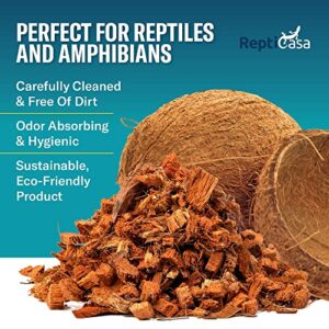ReptiCasa Organic Coconut Chips Substrate Clean & Ready to Use for Reptiles, Snakes, Tortoise, and Amphibians, Natural Fiber Free Husks, Clean Breeding and Bedding Flooring, Odor Absorbing - 16 Quarts